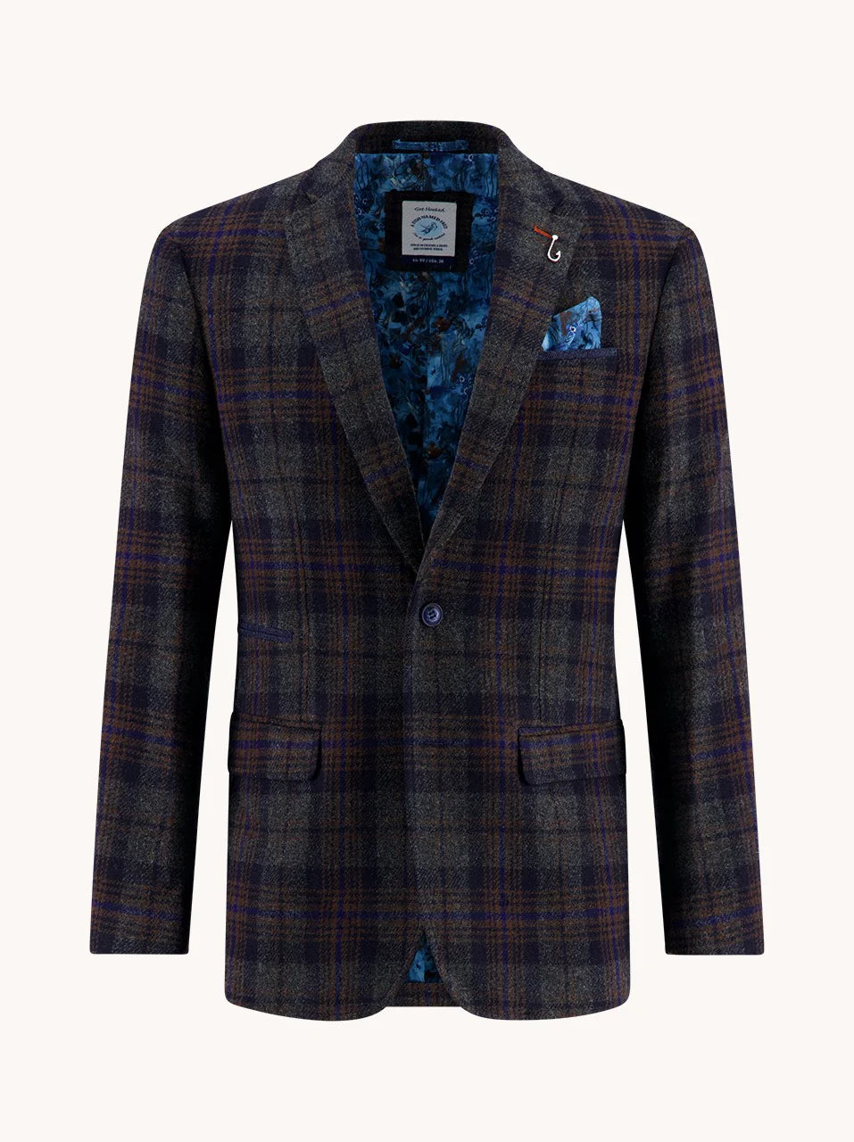 A Fish Named Fred Blazer Tartan Wool 32.107 Navy