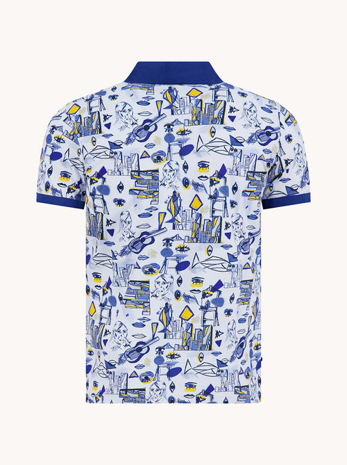 A Fish Named Fred Polo Cubist Cobalt
