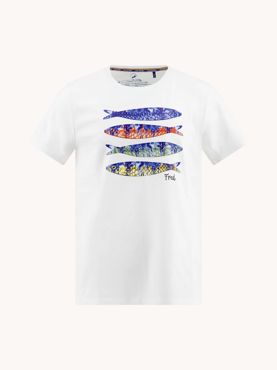 Тениска A Fish Named Fred с щампа риби, бяла