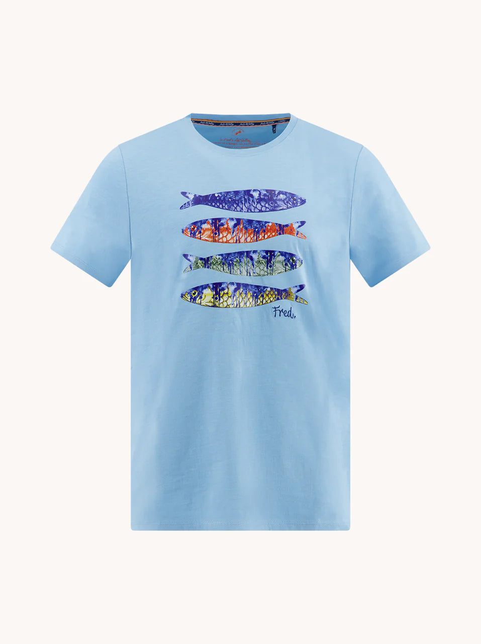 Тениска A Fish Named Fred с щампа риба, светлосиня