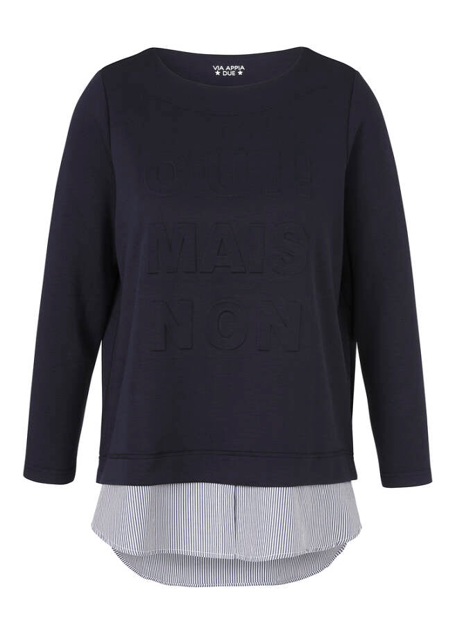 VIA APPIA DUE Sophisticated Sweatshirt with Blouse Insert