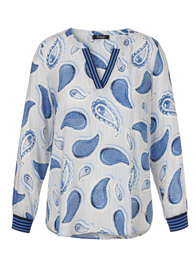 frapp Feminine Viscose Blouse with Paisley Pattern