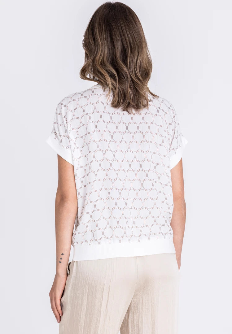 TUZZI Golden Geometric Print Blouse