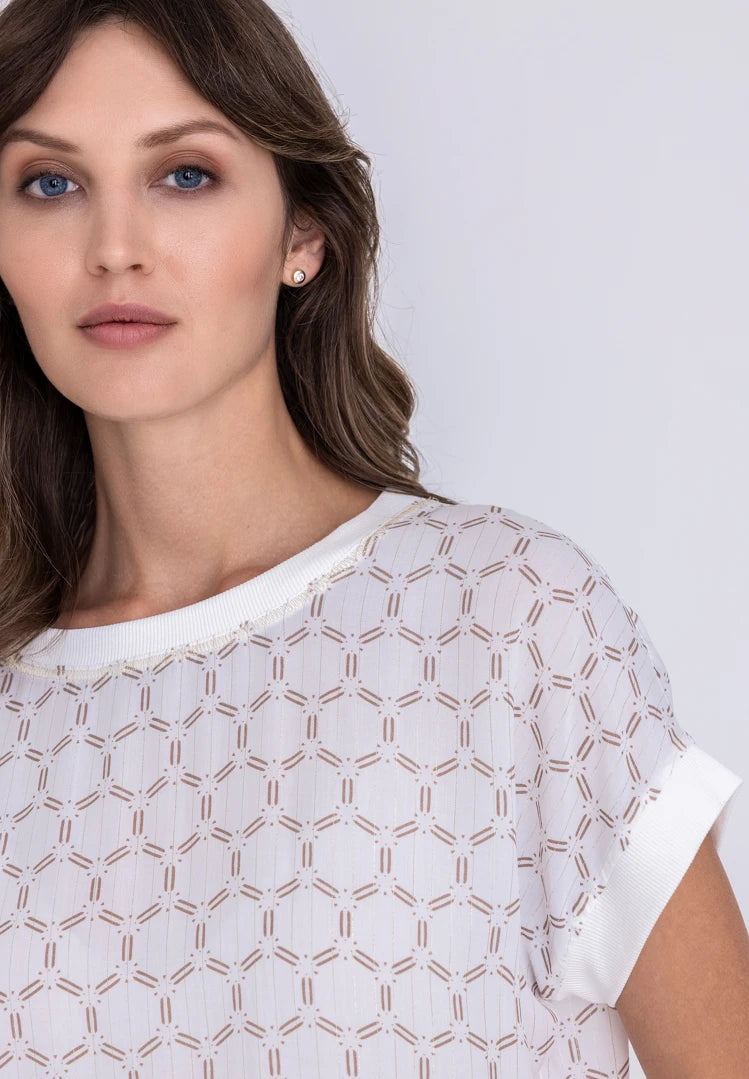 TUZZI Golden Geometric Print Blouse
