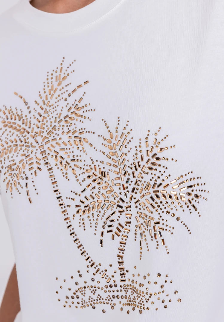 TUZZI Golden OAS Palm Rhinestone T-Shirt
