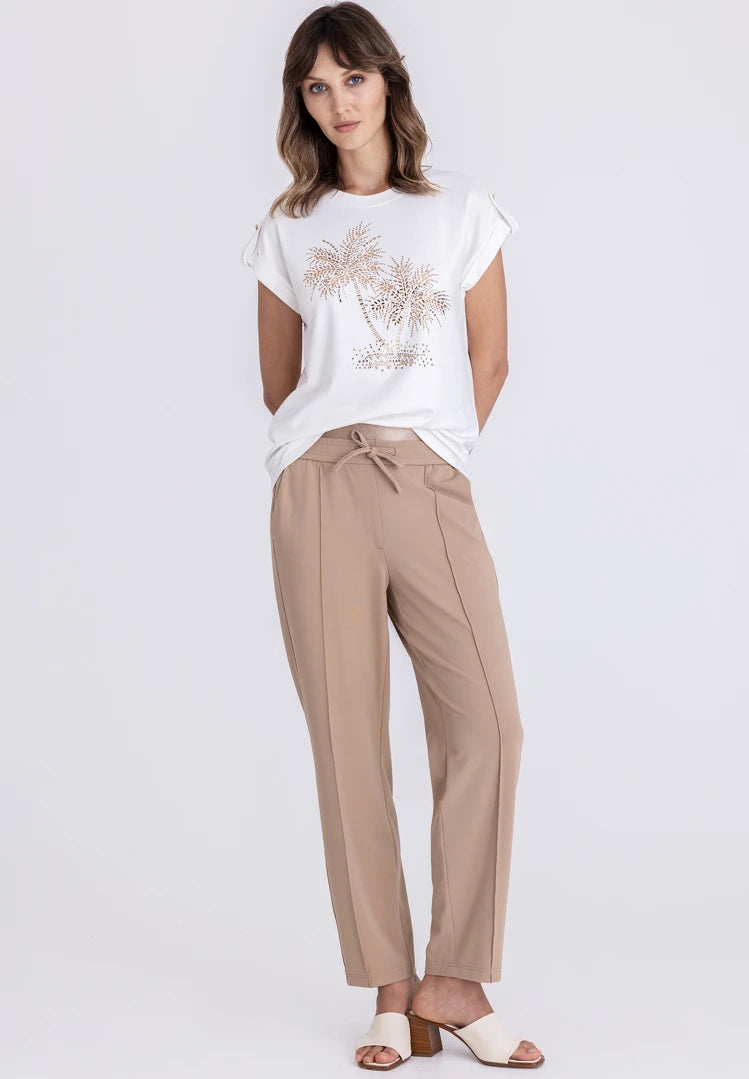 TUZZI Golden OAS Palm Rhinestone T-Shirt