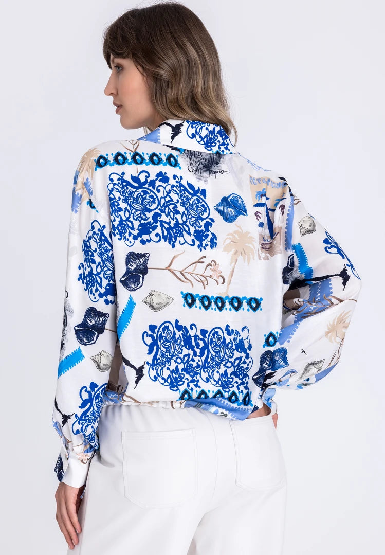 TUZZI White Printed Shirt