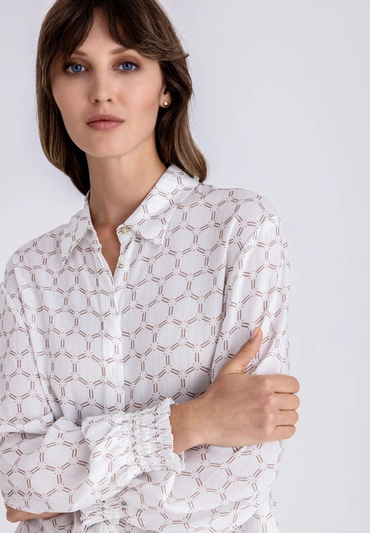 Tuzzi White Geometric Print Shirt